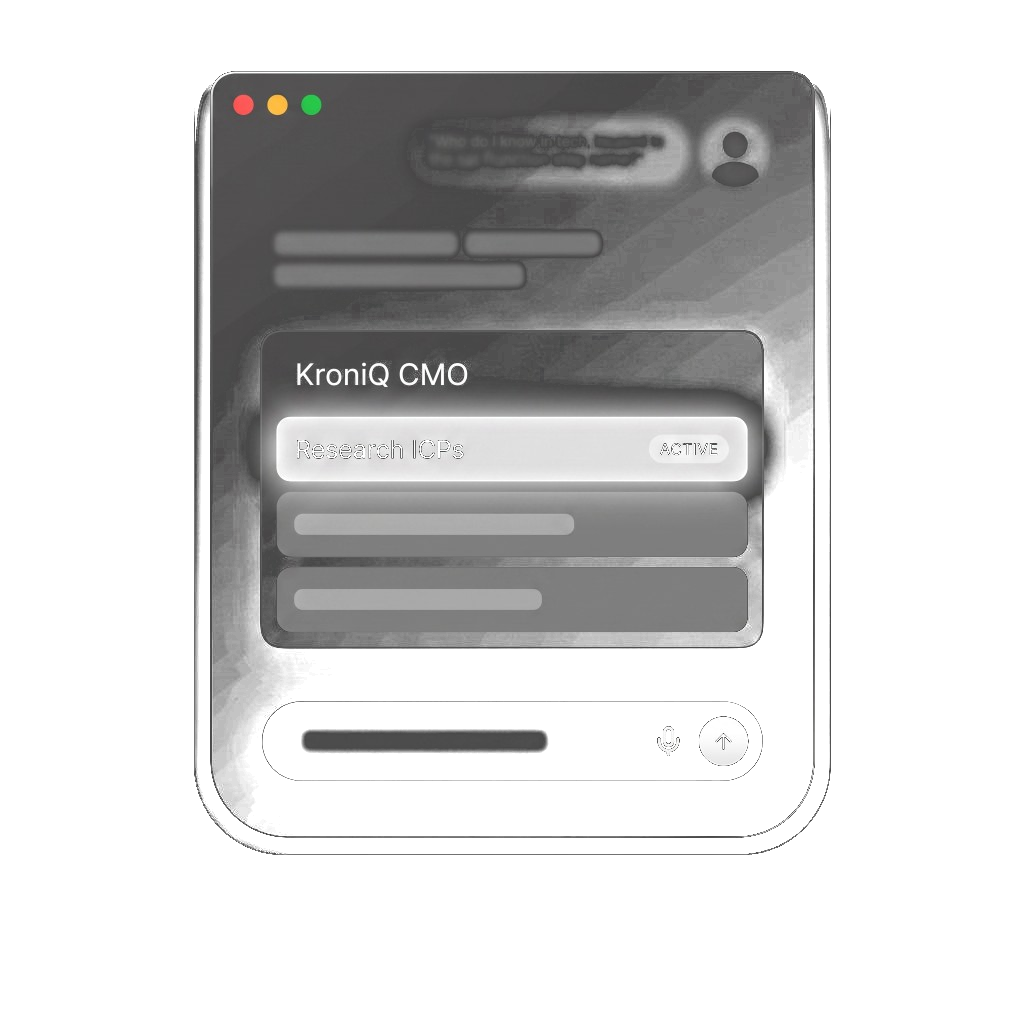 KroniQ CMO brief — type your goal and the agent breaks it into outreach tasks